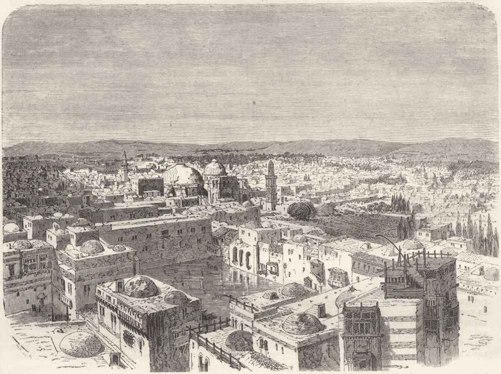 ISRAEL. Jerusalem. from, Pool of Hezekiah 1870 old antique print picture